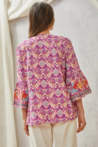 Hazel Blues® |  Print Embroidery Tunic Top