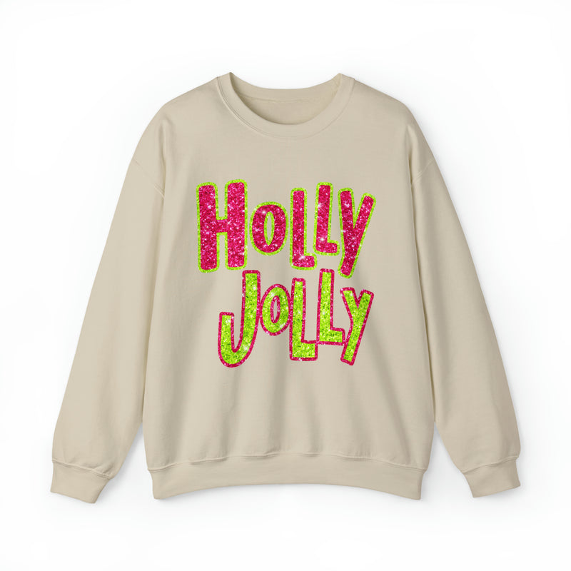 Hazel Blues® |  Holly Jolly Faux Glitter Graphic Sweatshirt