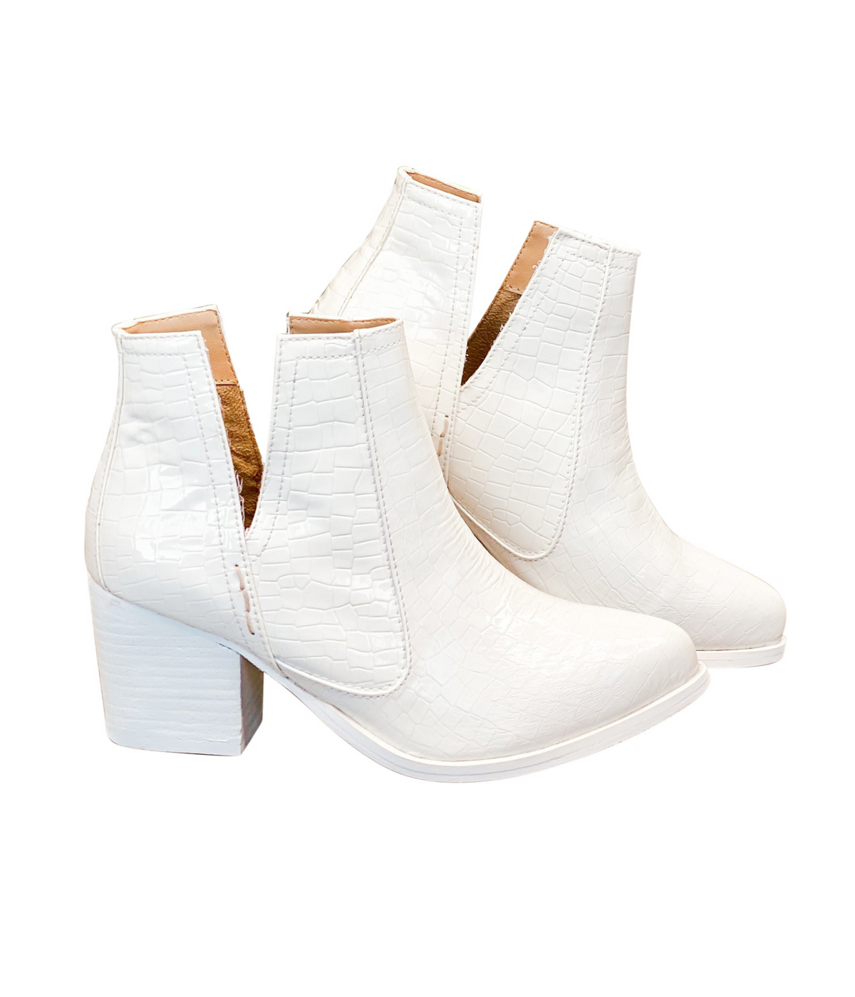 Hazel Blues® |  Tarim Bootie in White Croc