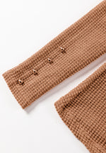 Hazel Blues® |  Decorative Button Round Neck Puff Sleeve Blouse