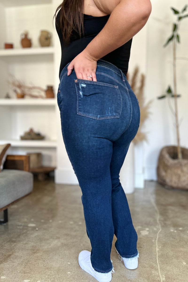 Hazel Blues® |  Judy Blue High Waist Rigid Magic Heavy Destroy Straight Jeans