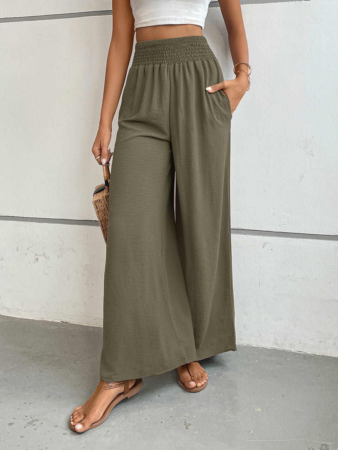 Hazel Blues® |  Perfee Wide Leg Pants with Pockets