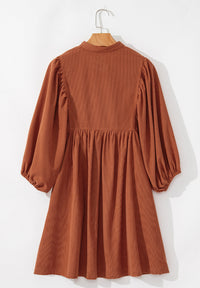 Hazel Blues® |  Corduroy Quarter Snap Three-Quarter Sleeve Dress