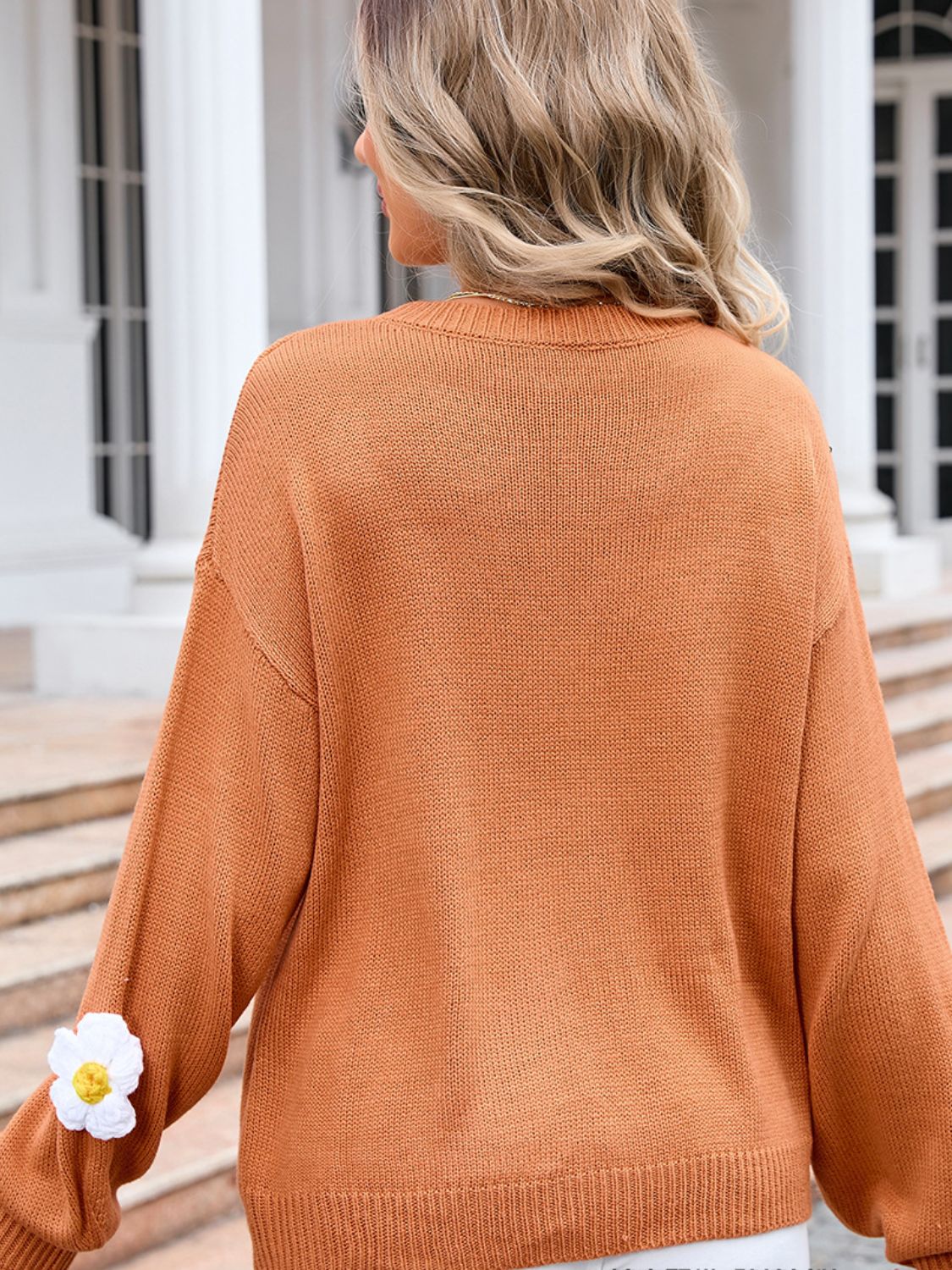 Hazel Blues® |  Flower Round Neck Long Sleeve Sweater