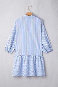 Hazel Blues® |  Striped Collared Neck Mini Dress