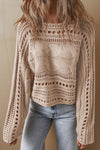 Hazel Blues® |  Cable-Knit Openwork Long Sleeve Sweater