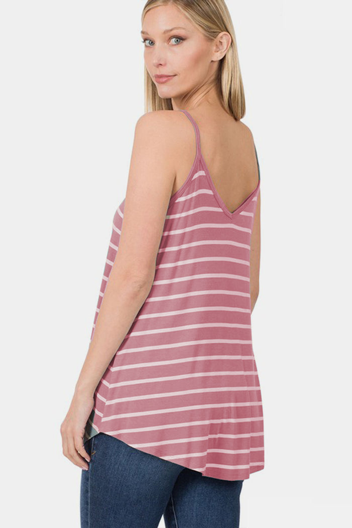 Hazel Blues® |  Zenana Striped Curved Hem Cami