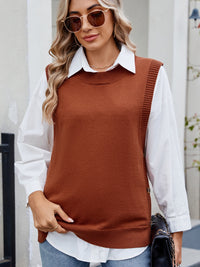 Hazel Blues® |  Buttoned Round Neck Sweater Vest