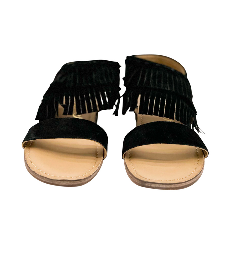 Hazel Blues® |  Fringe Star Sandal in Black