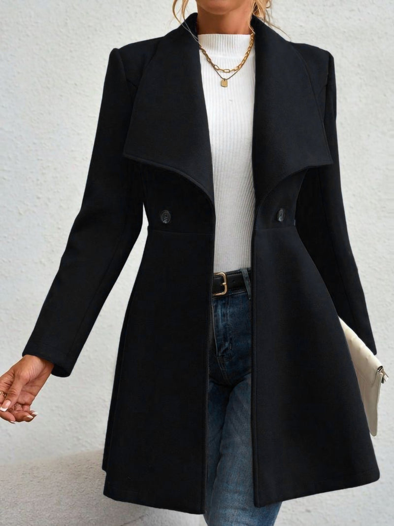 Hazel Blues® |  Collared Neck Button Up Long Sleeve Coat