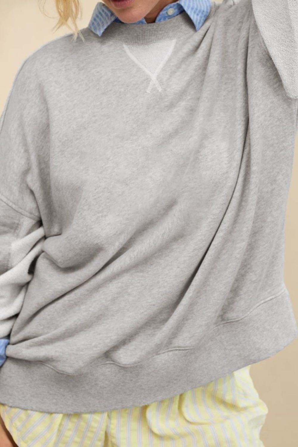 Hazel Blues® |  Side Slit Round Neck Long Sleeve Sweatshirt