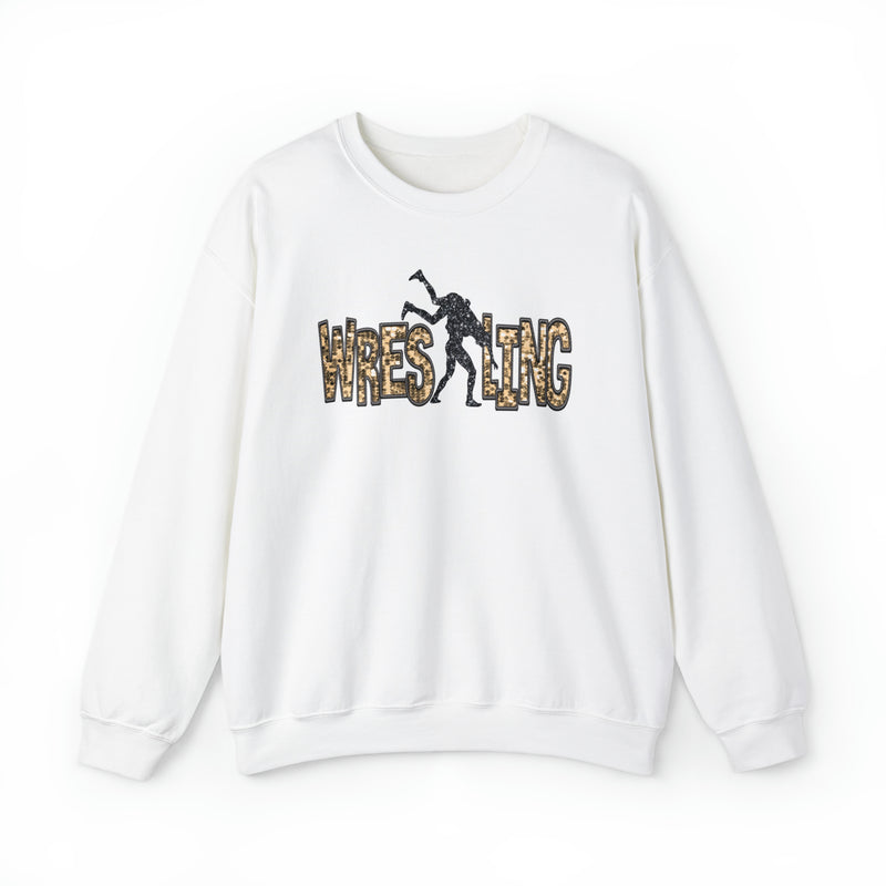 Hazel Blues® |  Wrestling Faux Chenille Sequin Patches Sweatshirt: Gold
