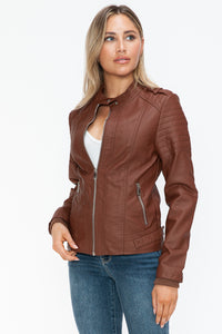 Hazel Blues® |  Snobbish PU Leather Biker Jacket with Side Zip Pockets