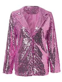 Hazel Blues® |  Sequin Lapel Collar Long Sleeve Blazer