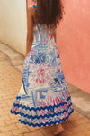 Hazel Blues® |  Printed Square Neck Wide Strap Dress