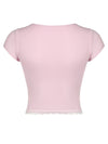 Hazel Blues® |  Lace Detail Sweetheart Neck Short Sleeve T-Shirt