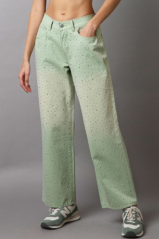 Hazel Blues® |  POL Embellishments Gradient Wide Leg Pants