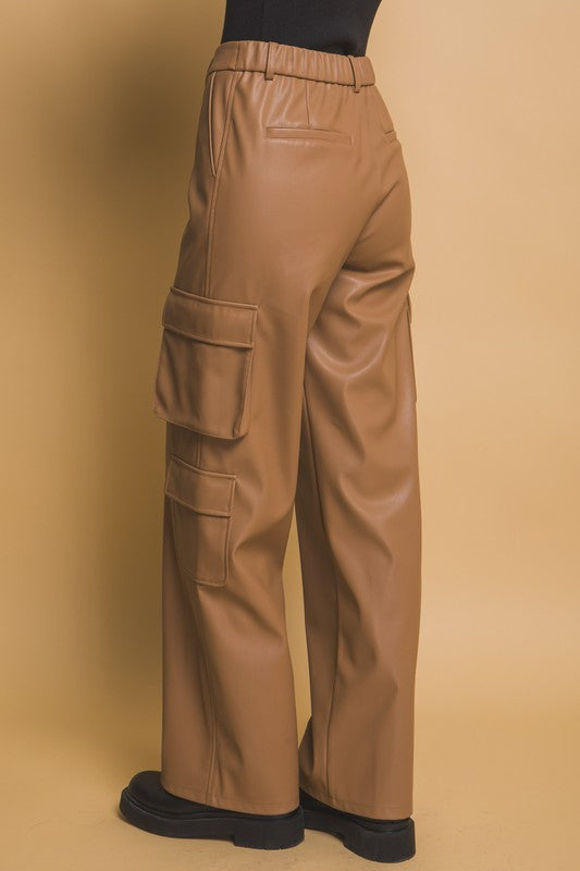 Hazel Blues® |  Love Tree PU Leather Cargo Pants