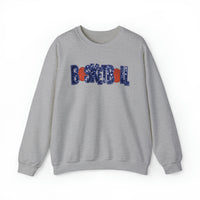 Hazel Blues® |  Basketball Faux Chenille Sequin Patches Sweatshirt: Navy