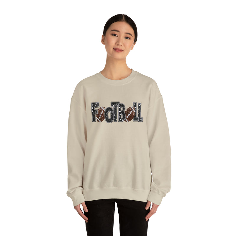 3Blues Designs |   Hazel Blues® |  Football Faux Chenille Sequin Patches Sweatshirt