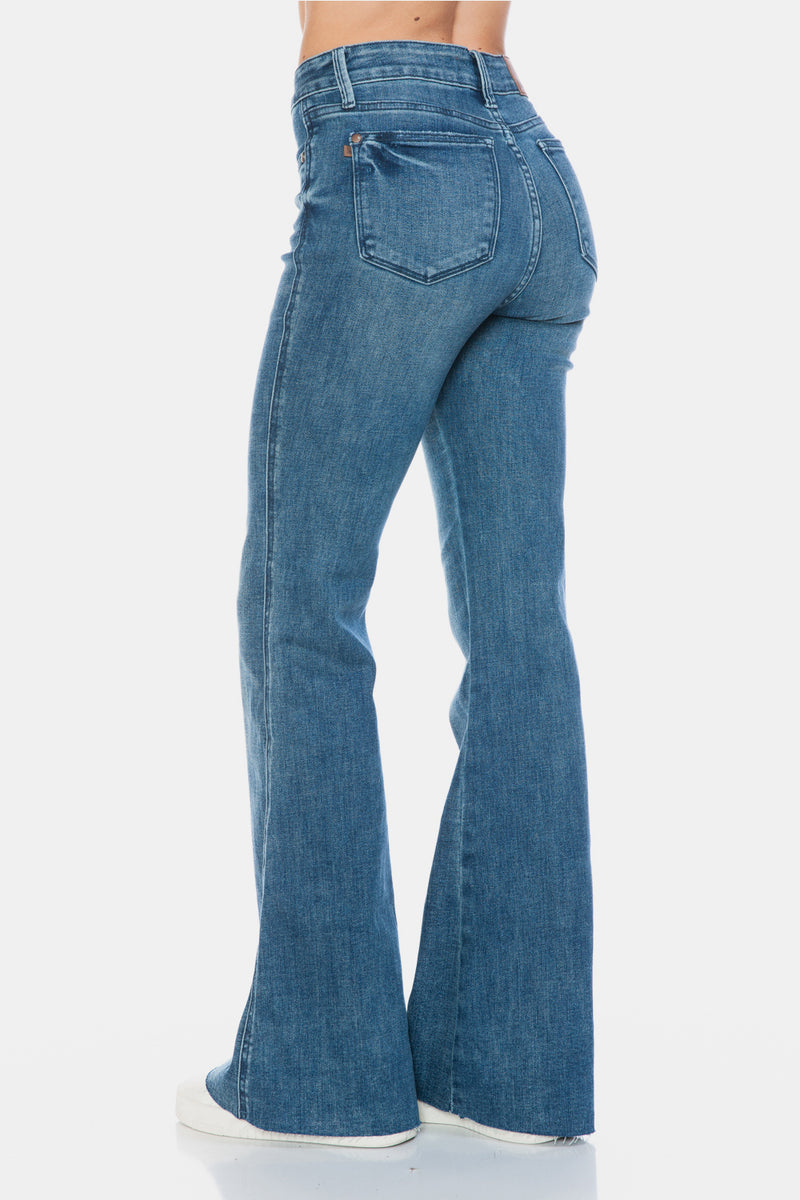 Hazel Blues® |  Judy Blue Tummy Control Cut Hem Flare Jeans