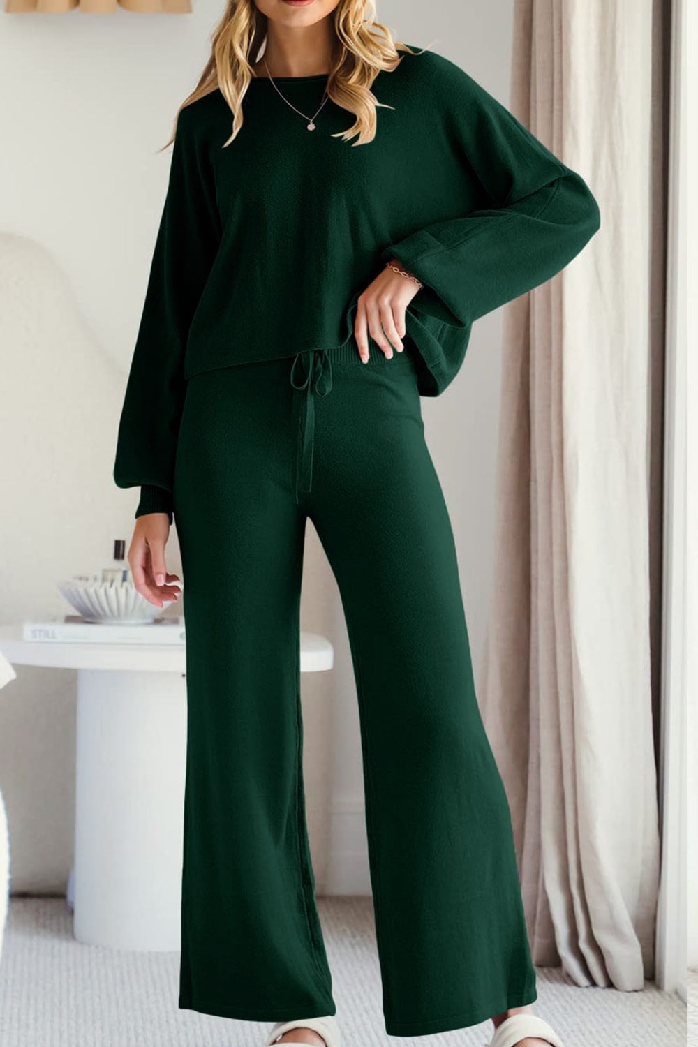 Hazel Blues® |  Round Neck Long Sleeve Top and Pants Set