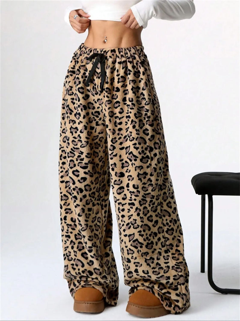 Hazel Blues® |  Leopard Wide Leg Plush Pants