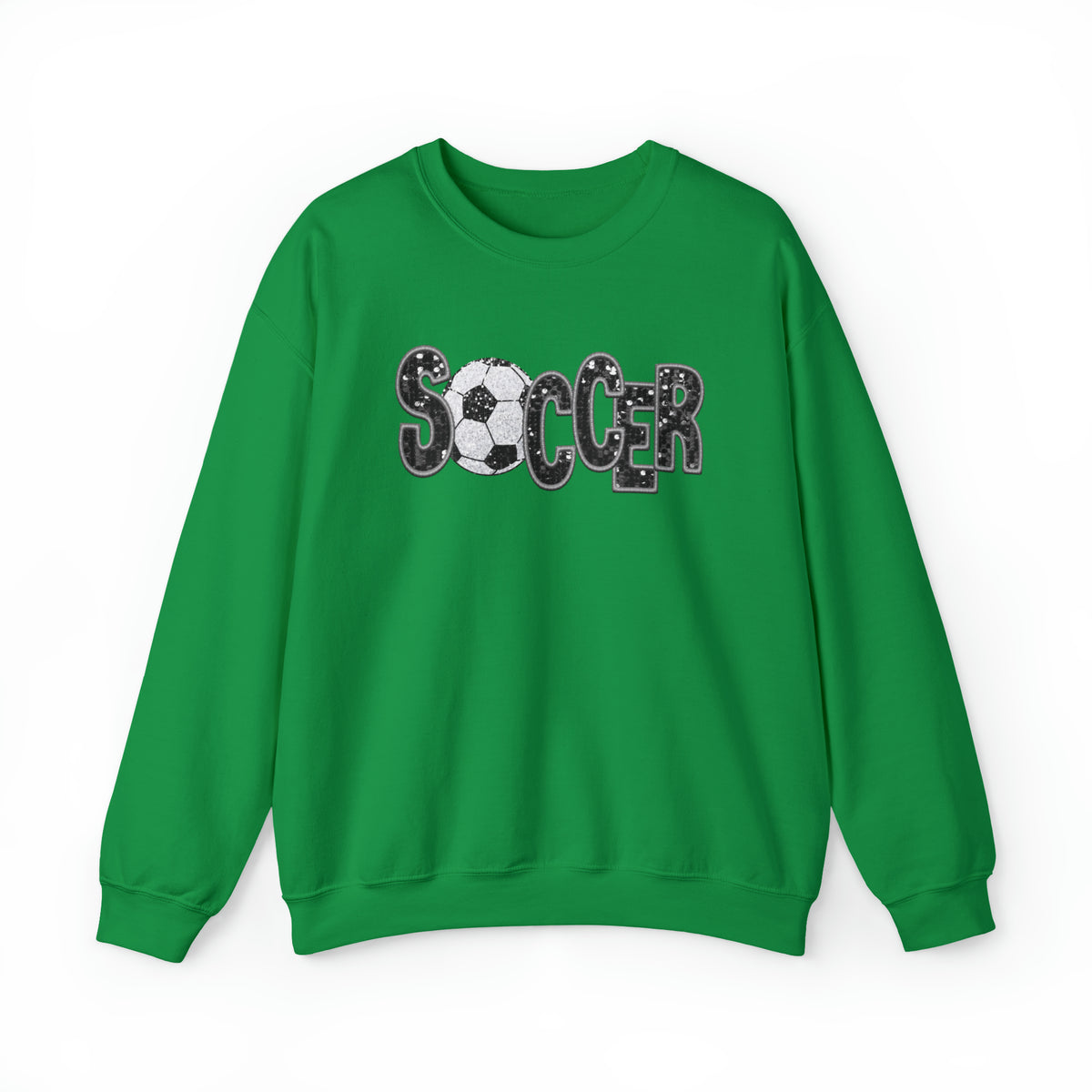 Hazel Blues® |  Soccer Faux Chenille Sequin Patches Sweatshirt: Black