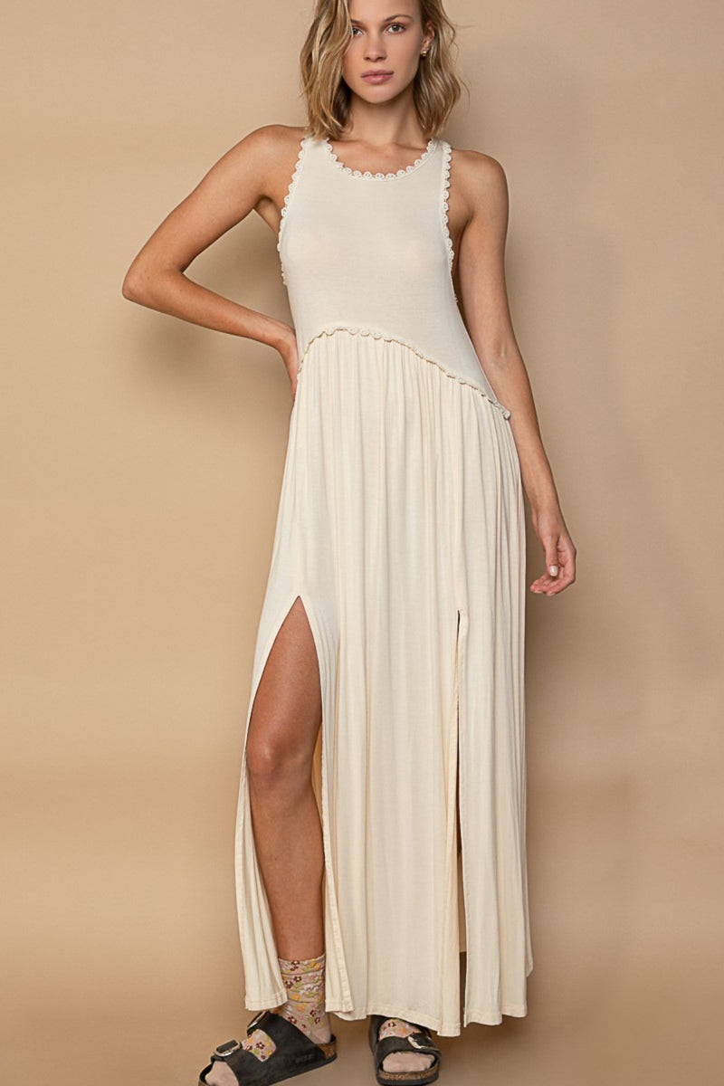 Hazel Blues® |  POL Sleeveless Back Zipper Front Slit Maxi Dress