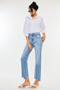 Hazel Blues® |  Kancan High Waist Raw Hem Straight Jeans