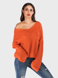 Hazel Blues® |  Perfee V-Neck Dropped Shoulder Long Sleeve Sweater