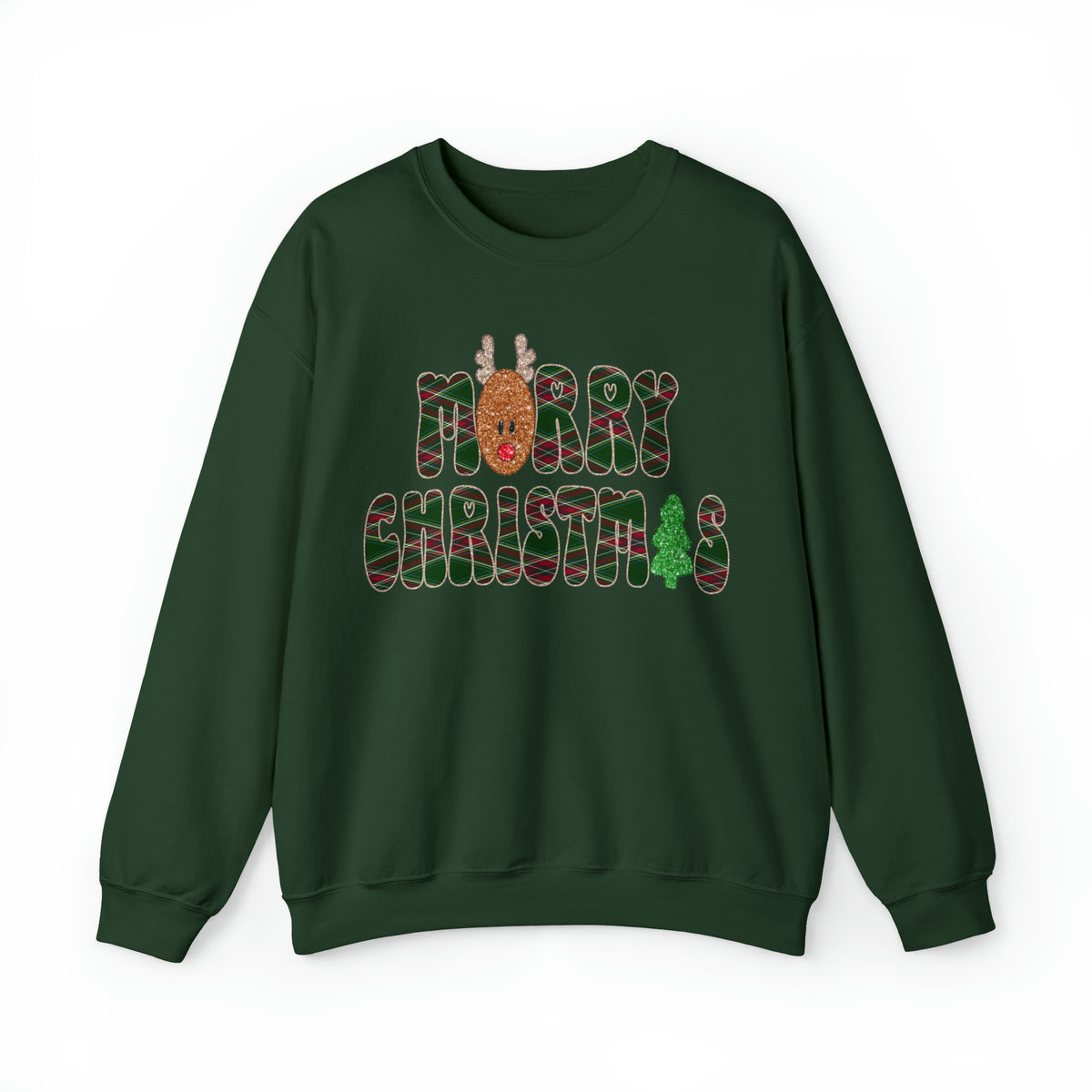 3Blues Designs |   Hazel Blues® |  Merry Christmas Faux Chenille Deer Graphic Sweatshirt