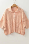 Hazel Blues® |  Cutout Collared Neck Three-Quarter Sleeve Sweater