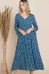 Hazel Blues® |  Reborn J Floral V-Neck Midi Dress