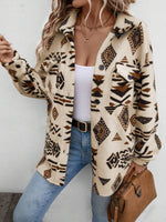 Hazel Blues® |  Geometric Button Up Dropped Shoulder Jacket