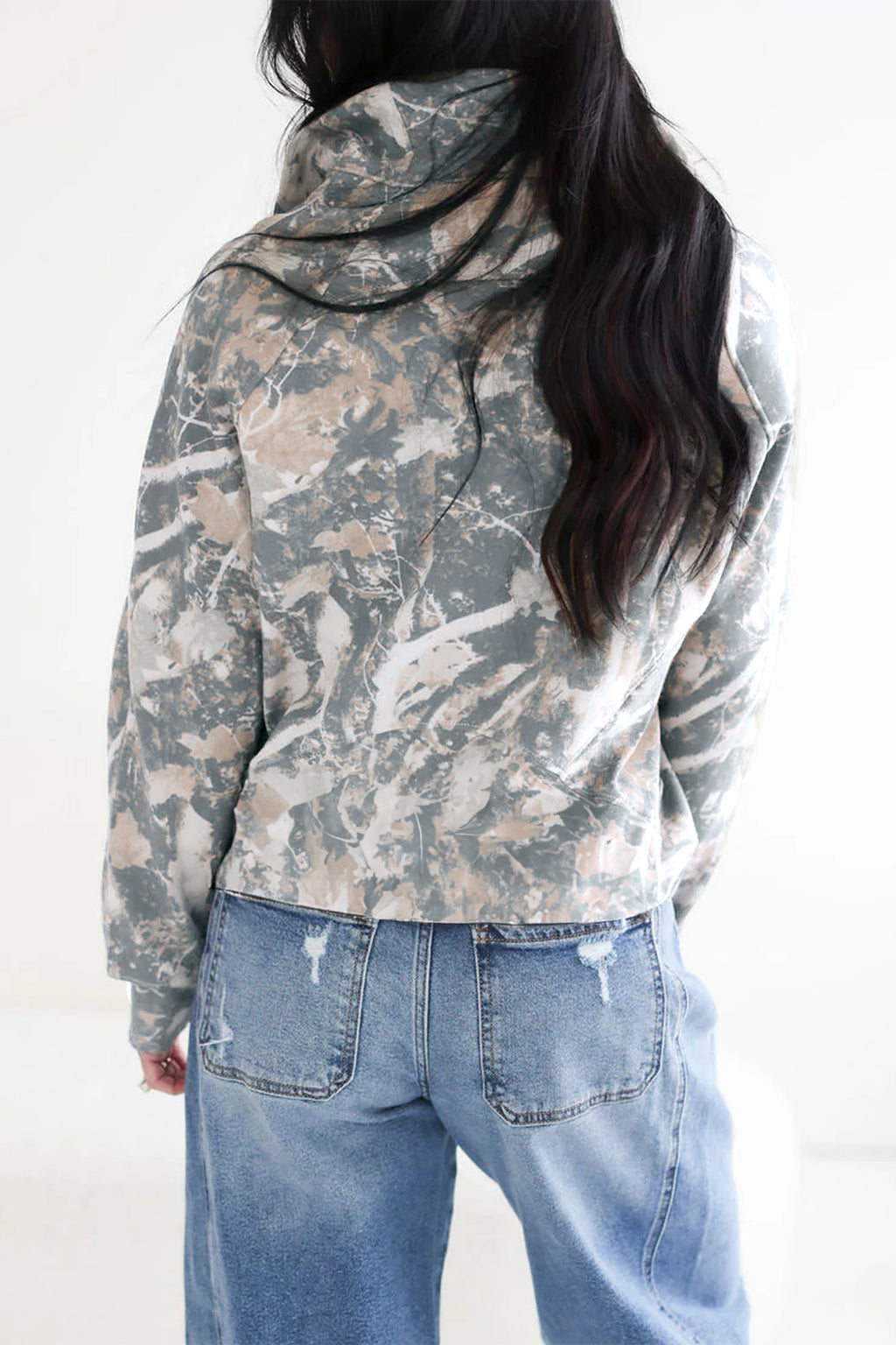 Abstract Camo Quarter-Zip Pocket Sweatshirt