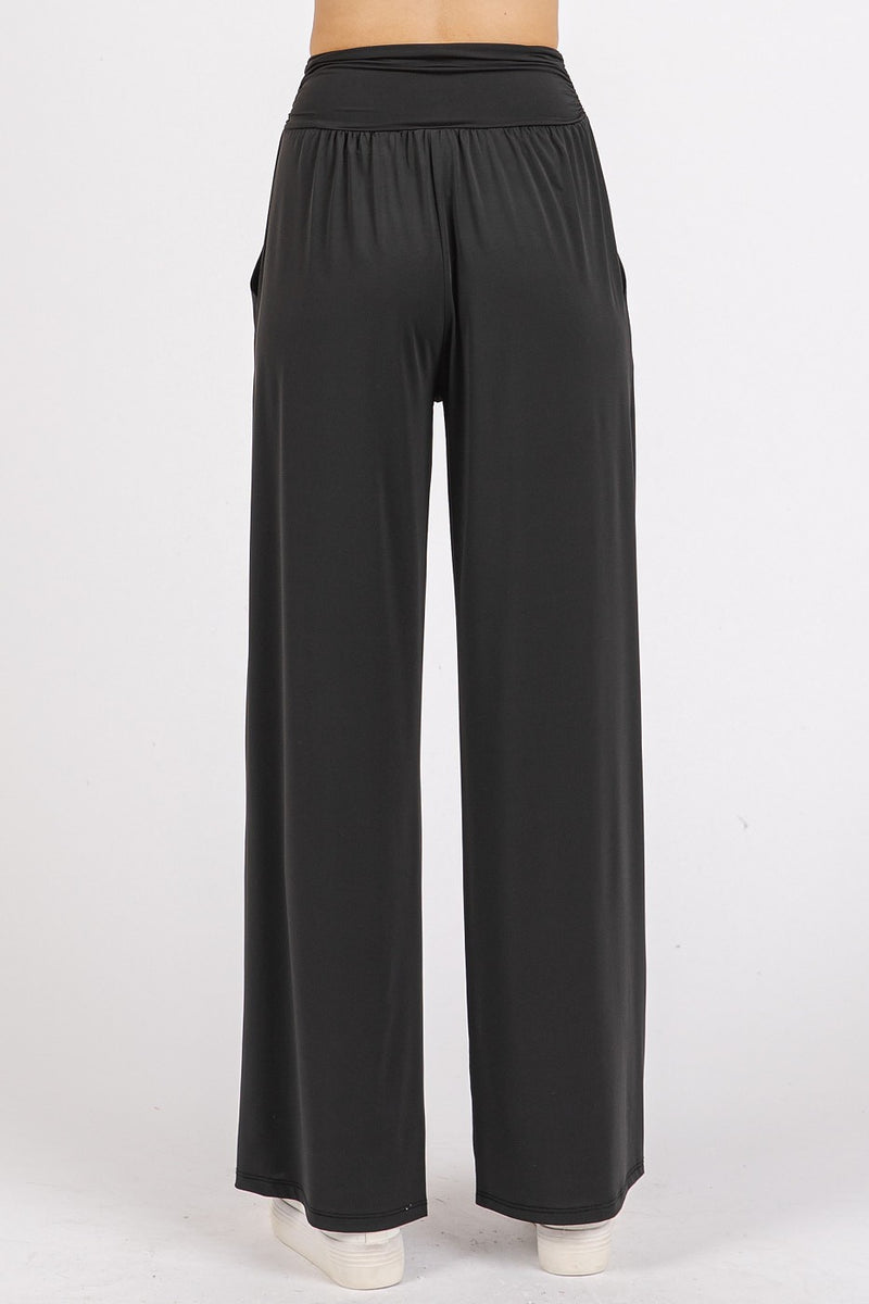 Hazel Blues® |  Mittoshop Stretch Banded Waist Wide Leg Pants with Pockets