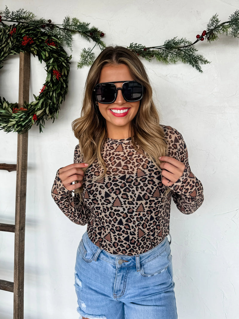 Hazel Blues® |  PREORDER: Christmas Printed Mesh Tops