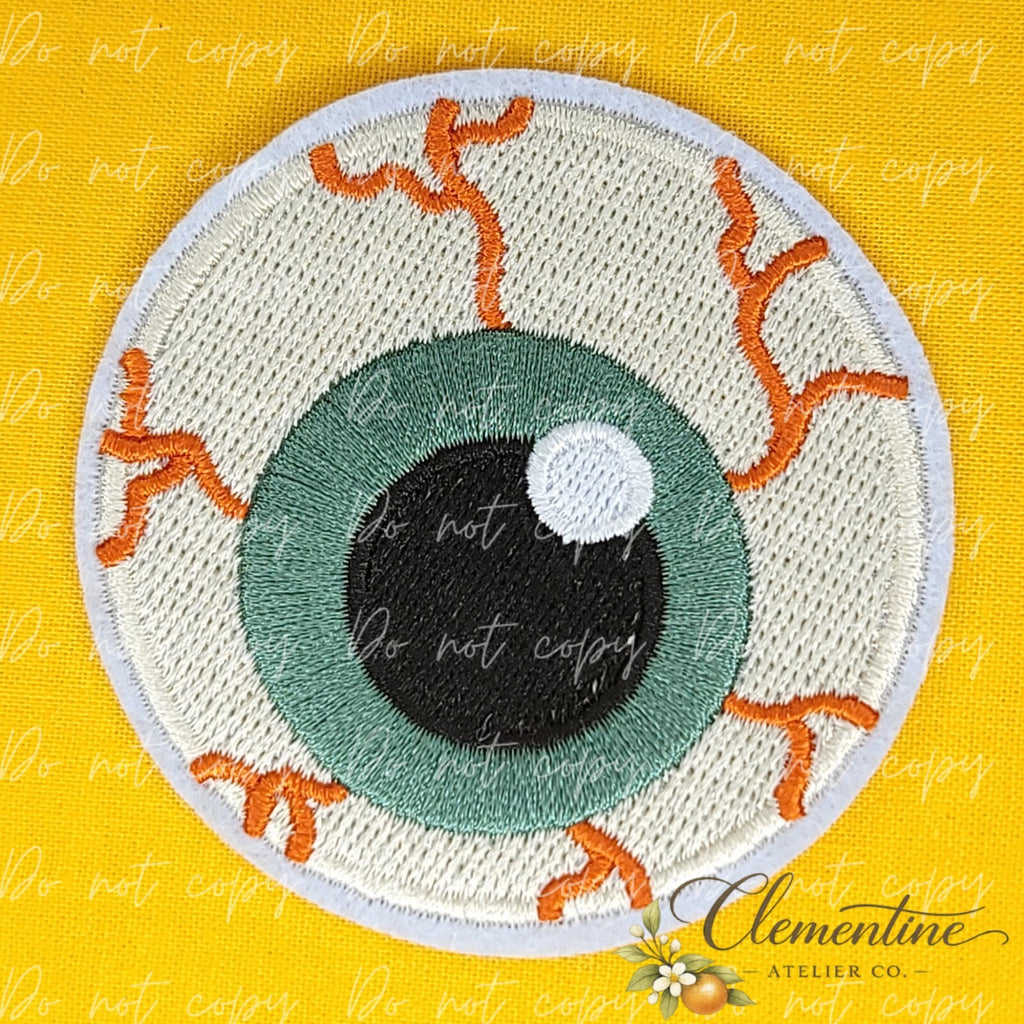 Eyeball | Halloween Patch | Small Iron-On Patch |  Hats, Clothing, Bags+