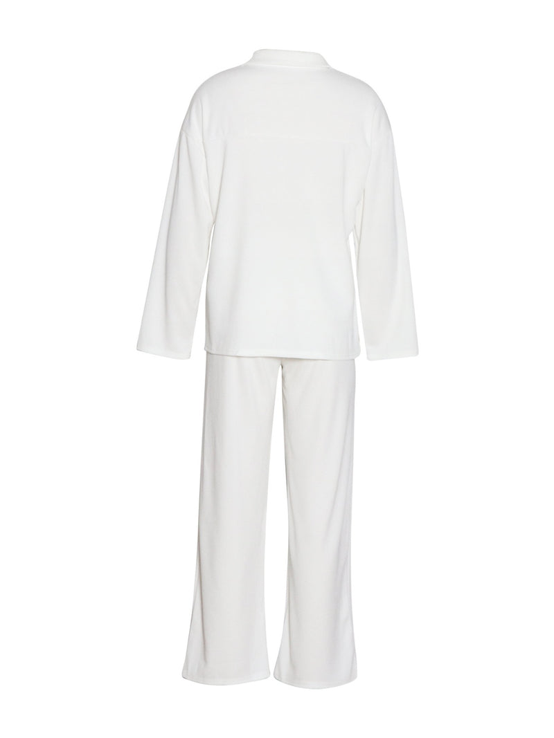 Hazel Blues® |  Collared Neck Long Sleeve Top and Drawstring Pants Set