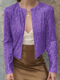 Hazel Blues® |  Sequin Open Front Cropped Jacket