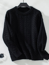 Hazel Blues® |  Cable-Knit Round Neck Long Sleeve Sweater