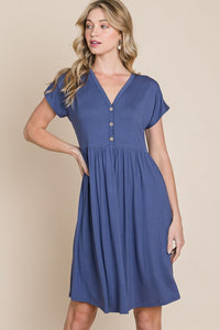 Hazel Blues® |  BOMBOM V-Neck Short Sleeve Dress