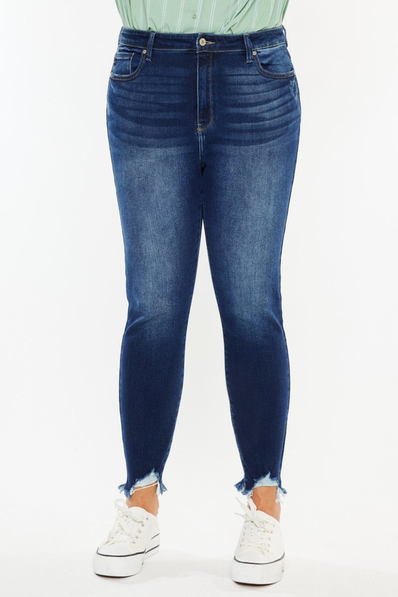 Hazel Blues® |  Kancan High Rise Frayed Ankle Skinny Jeans