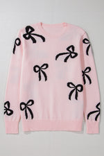 Hazel Blues® |  Bow Pattern Round Neck Loose Fit Sweater