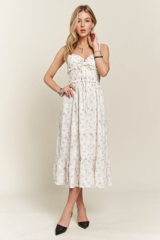 Hazel Blues® |  ADORA Smocked Floral Sweetheart Neck Cami Dress