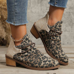 Hazel Blues® |  Contrast Canvas Low Heel Boots
