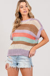 Hazel Blues® |  SAGE + FIG Color Block Striped Crochet Sweater