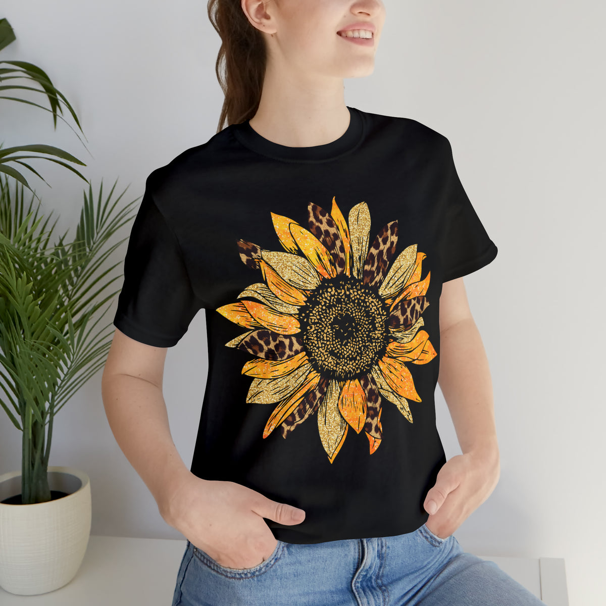 Hazel Blues® |  Sunflower Leopard Graphic Tee