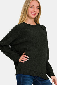 Hazel Blues® |  Zenana Side Slit Raglan Sleeve Sweater